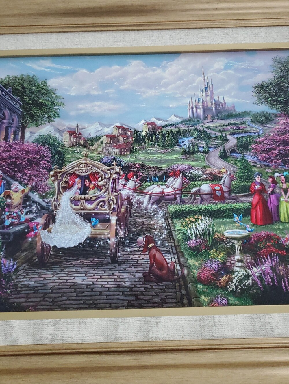 Thomas Kinkade Disney Cinderella "Happily Ever After" Framed on Canvas 21"x16"